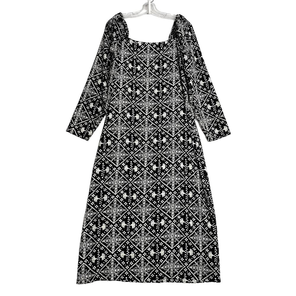 Tuckernuck Hyacinth House Square Neck Sabrina Midi Dress Black Womens XL